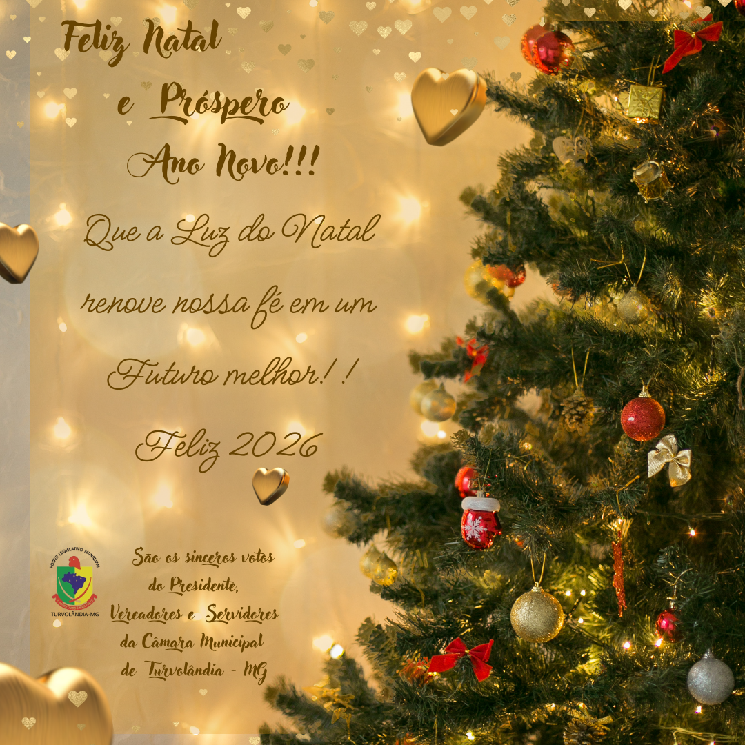 A CÂMARA MUNICIPAL DE TURVOLANDIA DESEJA A TODOS UM FELIZ NATAL E UM PRÓSPERO ANO NOVO REPLETO DE REALIZAÇÕES!!!!! Boas Festas!!! 