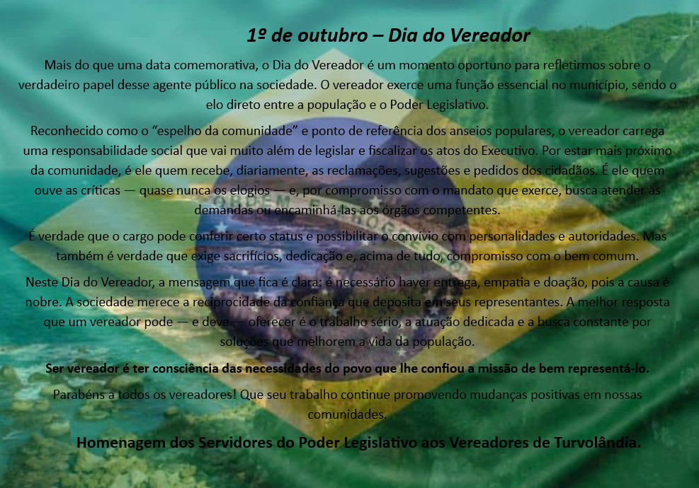 Imagem da notícia: 1º de Outubro – Dia do Vereador (Conforme Lei nº 7.212, de 11 de julho de 1984)