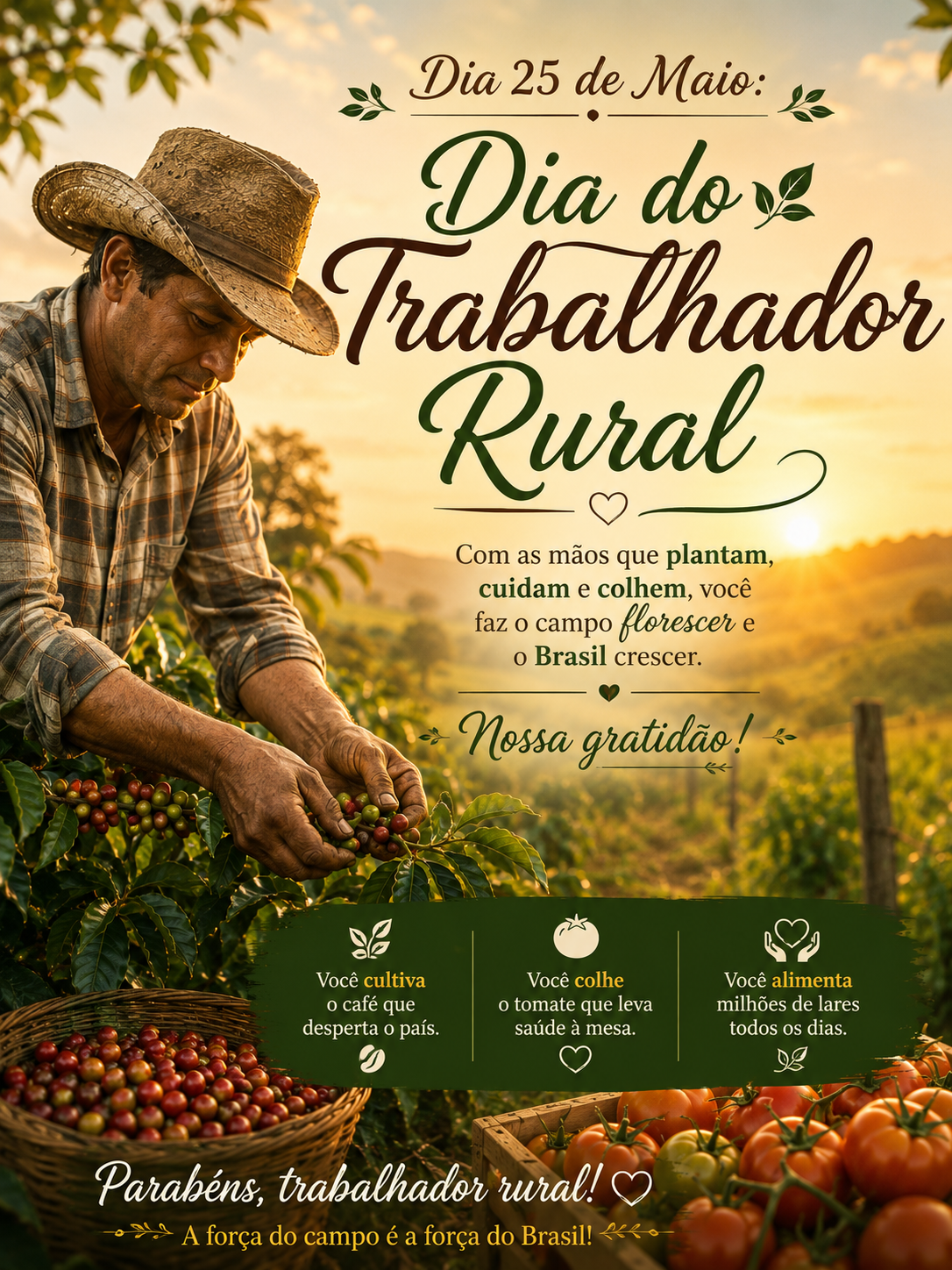 Imagem principal da notícia 🌾🚜 Dia 25 de Maio – Dia do Trabalhador Rural 🚜🌾